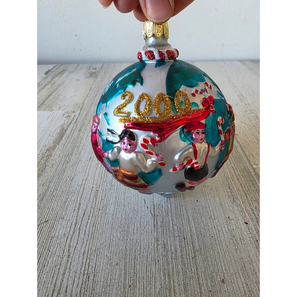 Vintage‎ Santa's best 2000 ball world Earth glass ornament Xmas tree